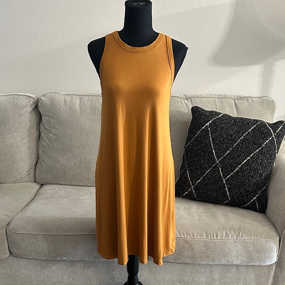 a new day Mustard Sleeveless Swing Mini Dress